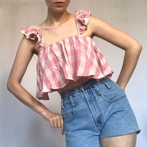 NWT ASOS pink gingham crop blouse🌸💗 - Picture 2 of 7